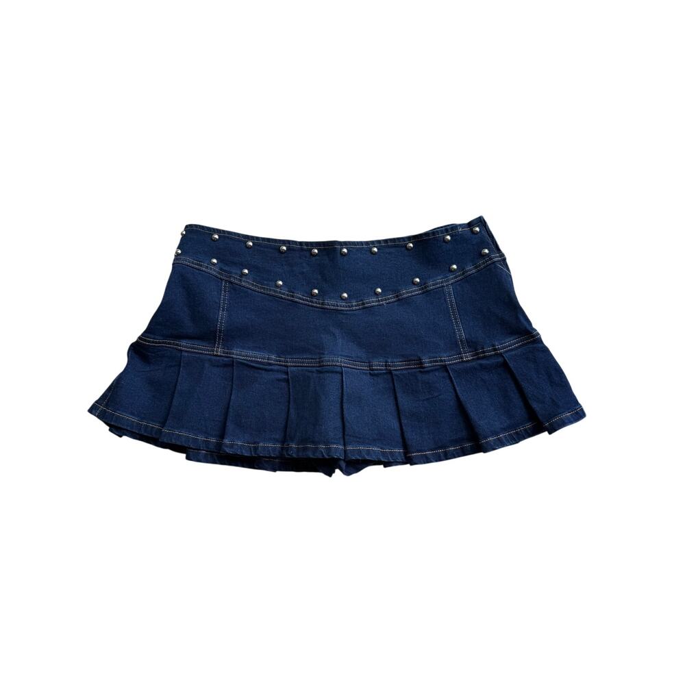 Altar’d State Denim Pleated Skort Size L NWT Studded Dark Wash Y2K